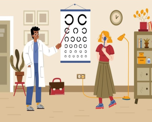Ophthalmologist conducting eye examination at ITM Hospital Gwalior