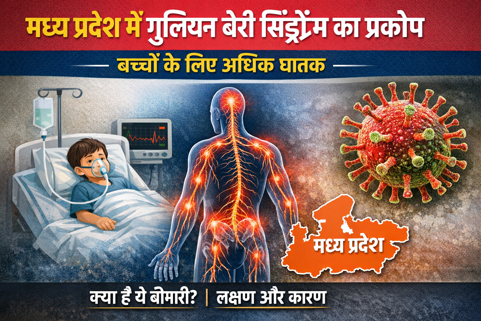 मध्य प्रदेश में गुलियन बेरी सिंड्रोम का प्रकोप, बच्चों के लिए अधिक घातक, जानें क्या है ये बीमारी, लक्षण और कारण