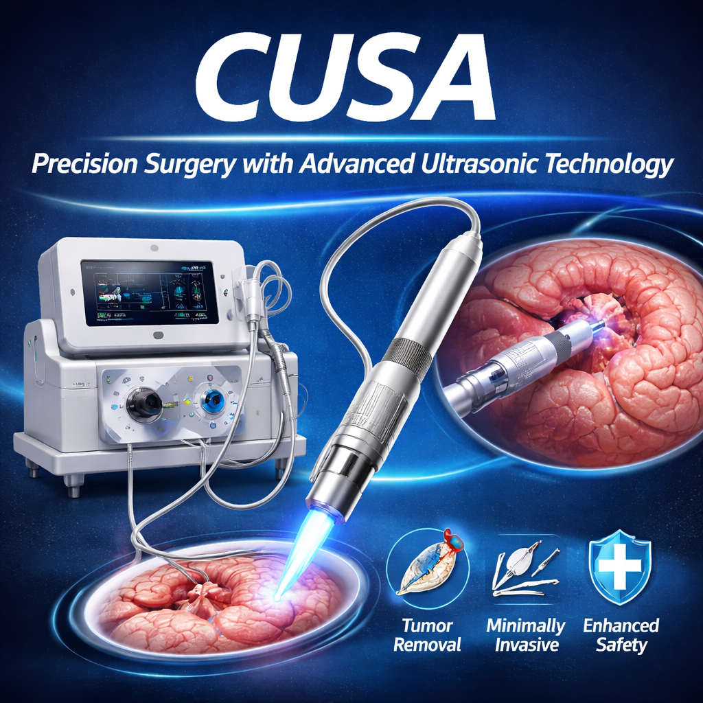 CUSA ultrasonic surgical aspirator used for precision minimally invasive surgery at ITM Hospital Gwalior